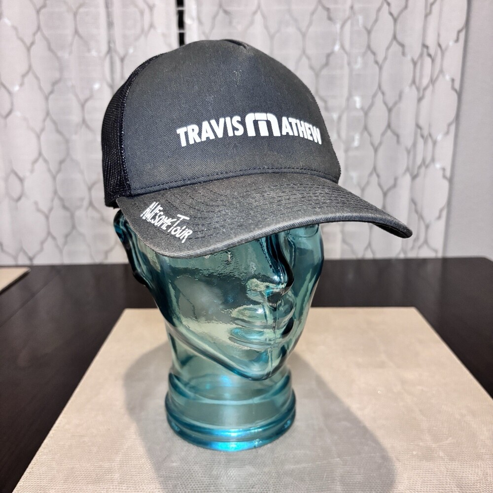 Travis Matthew Hat Cap Men’s Black Adjustable Golf Mesh The Awesome Tour